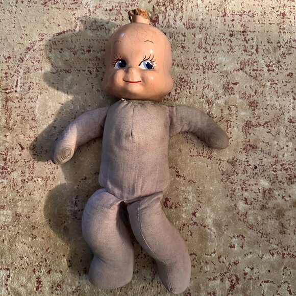 3-Faced Very Old Baby Doll - Composition Head & Stuffed Body - Picture 1 of 10